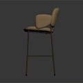 Light Brown Modern Bar Stool with Armrests Upholstered Seat and Metal Legs