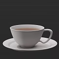 White Ceramic Cup With Saucer Holding Hot Beverage On Dark Background
