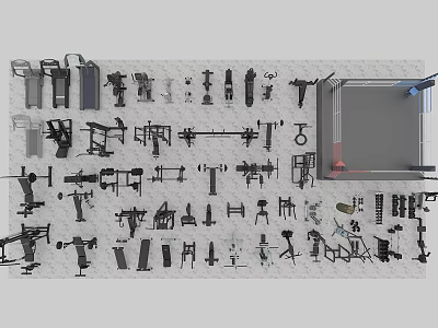 Various Sports Equipment Collection Featuring Fitness Gear And Training Supplies For Gym 3d model