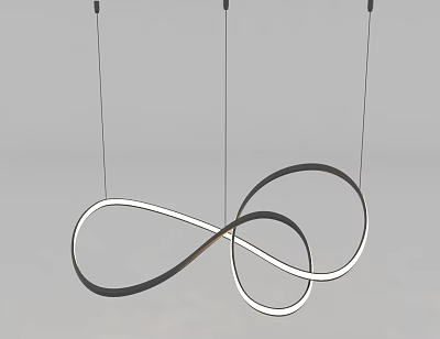 Modern Abstract Pendant Light Hanging With Intertwined Black White Circular Rings 3d model