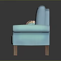 Pink Turquoise Gradient Two Seater Sofa With Three Bear Plush Toys And Wooden Legs