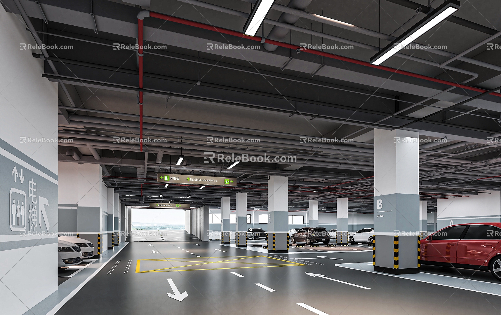 Underground garage, air defense door, underground parking plant entrance car 3d model