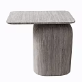 Modern Gray Wood Grain Side Table With Square Top And Cylindrical Base 3d model