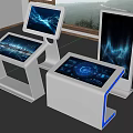 White Interactive Kiosk With Touch Screen Digital Display In Modern Interior 3d model