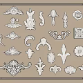 White Classical Decorative Carvings With Various Ornate Floral And Scroll Design Elements 3d model
