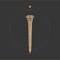 Ornate Golden Sword With Blue Hilt Intricate Pattern And Decorative Top