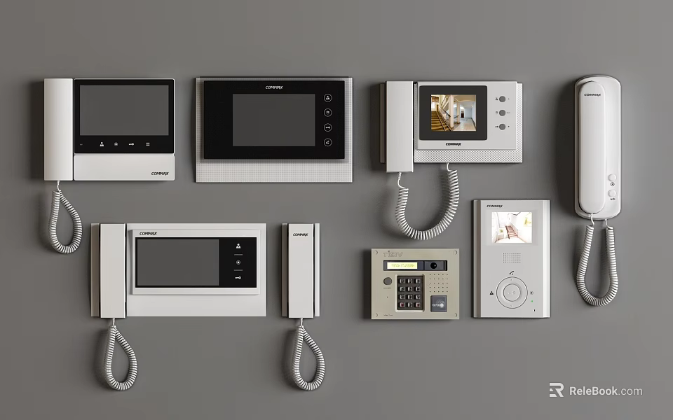 Public Facility Security Intercom Systems With Different Types of Control Panels And Screens 3d model 