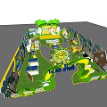 Colorful Kids Activity Area Layout With Green Grass Trees And Cartoon Elements 3d model