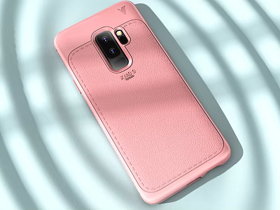 Pink Leather Smartphone Case With Stitched Seam And Camera Cutout Detail 3d model