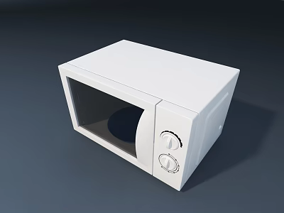 White Microwave Oven With Knob Control For Modern Kitchen Appliance 3d model