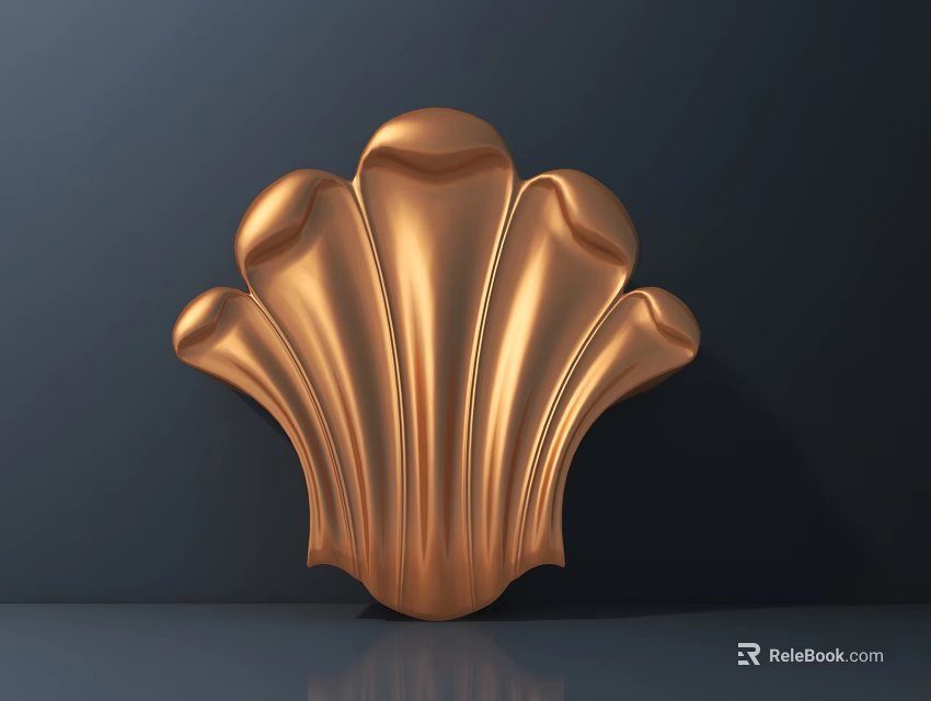 Brass Shell Shaped Carved Decoration with Elegant Curved Design and Smooth Surface 3d model