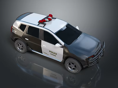Modern Police SUV Car With Roof Mounted Red Blue Lights And Sleek Exterior Design 3d model