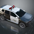 Modern Police SUV Car With Roof Mounted Red Blue Lights And Sleek Exterior Design