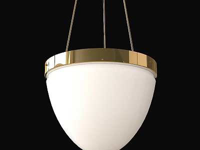 Modern Pendant Light With White Shade And Gold Metal Frame Hanging Chains 3d model
