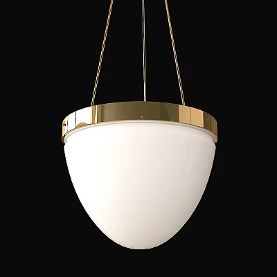 Modern Pendant Light With White Shade And Gold Metal Frame Hanging Chains 3d model