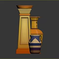 Egyptian Inspired Gold Decorative Ornament Set With Ankh Symbol And Striped Vase Accents