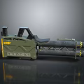 Military Style Green Rocket Launcher With Black Grip Yellow Markings And Tactical Components 3d model