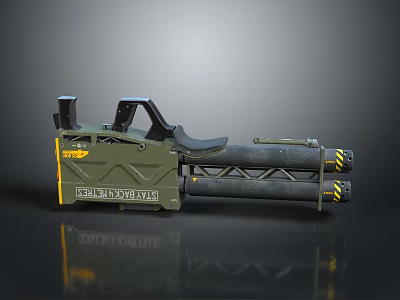 Military Style Green Rocket Launcher With Black Grip Yellow Markings And Tactical Components 3d model