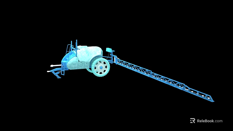 Agricultural Utility Vehicle With Tractor Design And Long Sprayer Boom For Farm Use 3d model 