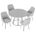 Modern Round Wooden Table And Upholstered Chairs Set With Metal Legs And Multi Color Design