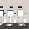 Water Saving Squat Toilets with Tanks and Accessories Display in Bathroom