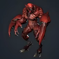Red Muscular Winged Monster Game Movie Character With Sharp Claws And Fierce Look