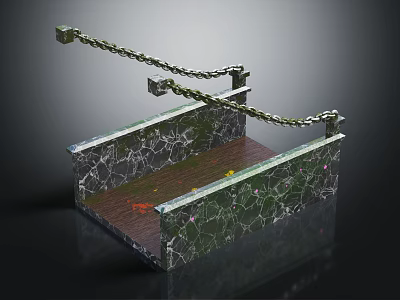 High Quality Hardware Tools Featuring Metal Chain Marble Texture Frame And Wooden Base 3d model