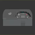 Modern Industrial Control Console With Multiple Display Screens And Control Buttons