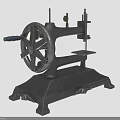 Vintage Industrial Metal Equipment With Large Wheel Cast Iron Base And Worktable