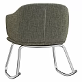 Modern Gray Fabric Armchair with Sleek Metal Legs and Contemporary Design
