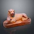 Reclining Lion Sphinx Stone Sculpture with Detailed Facial Features and Base