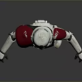 Humanoid Soldier in White Armor with Red Shoulder Pads and Backpack Details