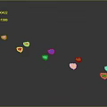 Small Group Of Adorable Yellow Baby Chickens Playing On Dark Background