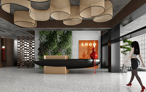 Modern Reception Office Reception Area 3d model