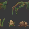 Various Plant Illustrations with Different Colors Shapes and Foliage on Dark Background