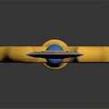 Decorative Fantasy Sword With Golden Blade Blue Gemstone Golden Hilt Guard And White Base