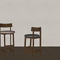 Modern Minotti Bar Stools With Wooden Frame And Light Gray Upholstered Seats