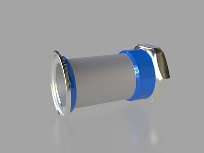 Stainless Steel Pipe Fitting With Blue Accent And Hexagonal Connection Design 3d model