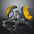 Futuristic Sci Fi Weapon With Yellow Black Spherical Components And Mechanical Legs 3d model