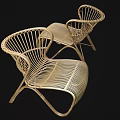 Modern Rattan Leisure Chairs With Woven Structure And Curved Frame Design