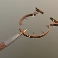 Medieval Circular Spiked Weapon Featuring Wooden Handle Sharp Spikes And Metal Frame