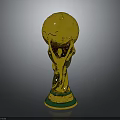 Golden Globe Shaped Trophy With Green Base And Metallic Finish Design