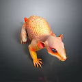 Orange Yellow Mythical Creature 3D Render With Sharp Claws And Pointed Nose