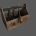 Wooden Toolbox Filled With Essential Hardware Tools Including Hammer And Wrench 3d model