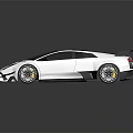 White High Performance Supercar With Black Roof Rear Spoiler And Yellow Interior Seats