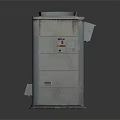 Industrial Outdoor Cooling Unit With Gray Metal Casing Top Fan Grille And Side Vents