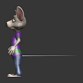 Cartoon Mouse Character Wearing Purple T Shirt Blue Jeans And Red White Sneakers