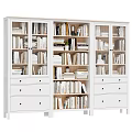 Modern White Bookcase With Open Shelves Drawers And Organized Book Storage