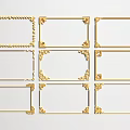 Multiple Golden Carved Frames Featuring Various Ornate Patterns And Designs 3d model