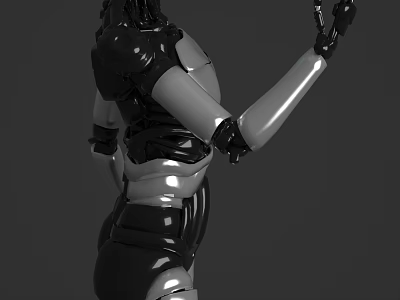 Smart Machine With Black Silver Body Holding Tool In Mechanical Arm 3d model